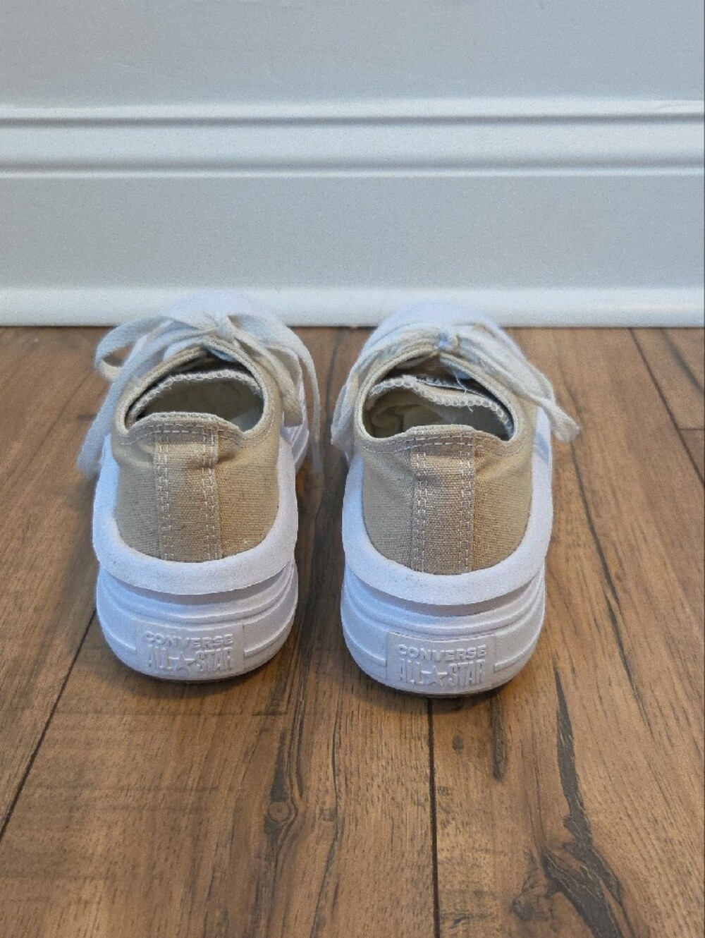 Converse Women's Low-Top Platform Sneakers in Beige and White - Picture 2 of 6